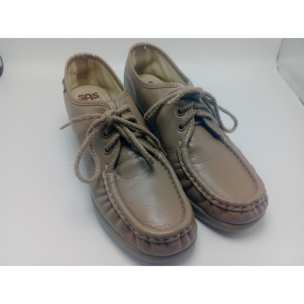 SAS Siesta Loafer Womens 6.5 S Beige Leather Shoes Wedge Casual Comfort Nursing